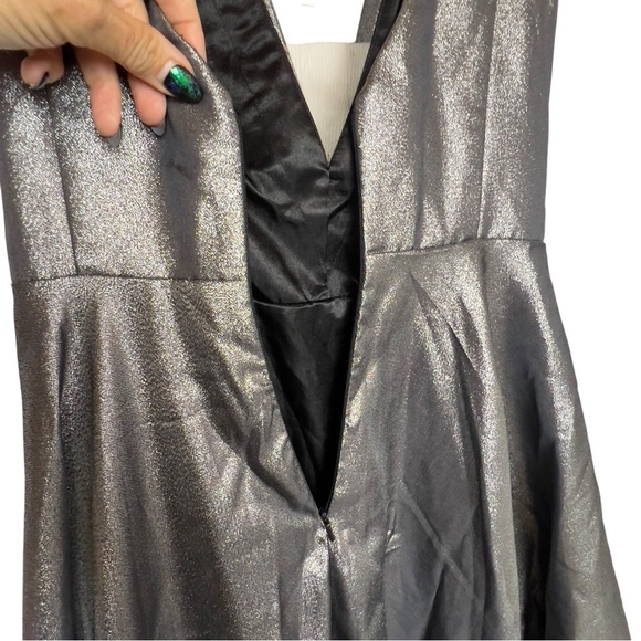 Witness Of Love Gun Metal Metallic Shimmer Prom Formal Cocktail Fairy Goth Gown - Picture 6 of 13